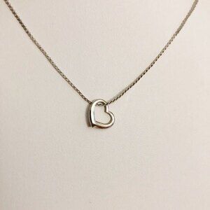 Dainty Heart Necklace Silver Tone